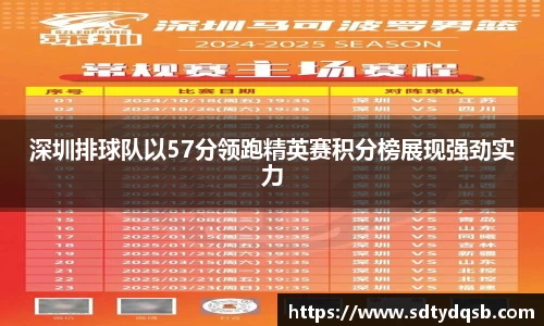 深圳排球队以57分领跑精英赛积分榜展现强劲实力